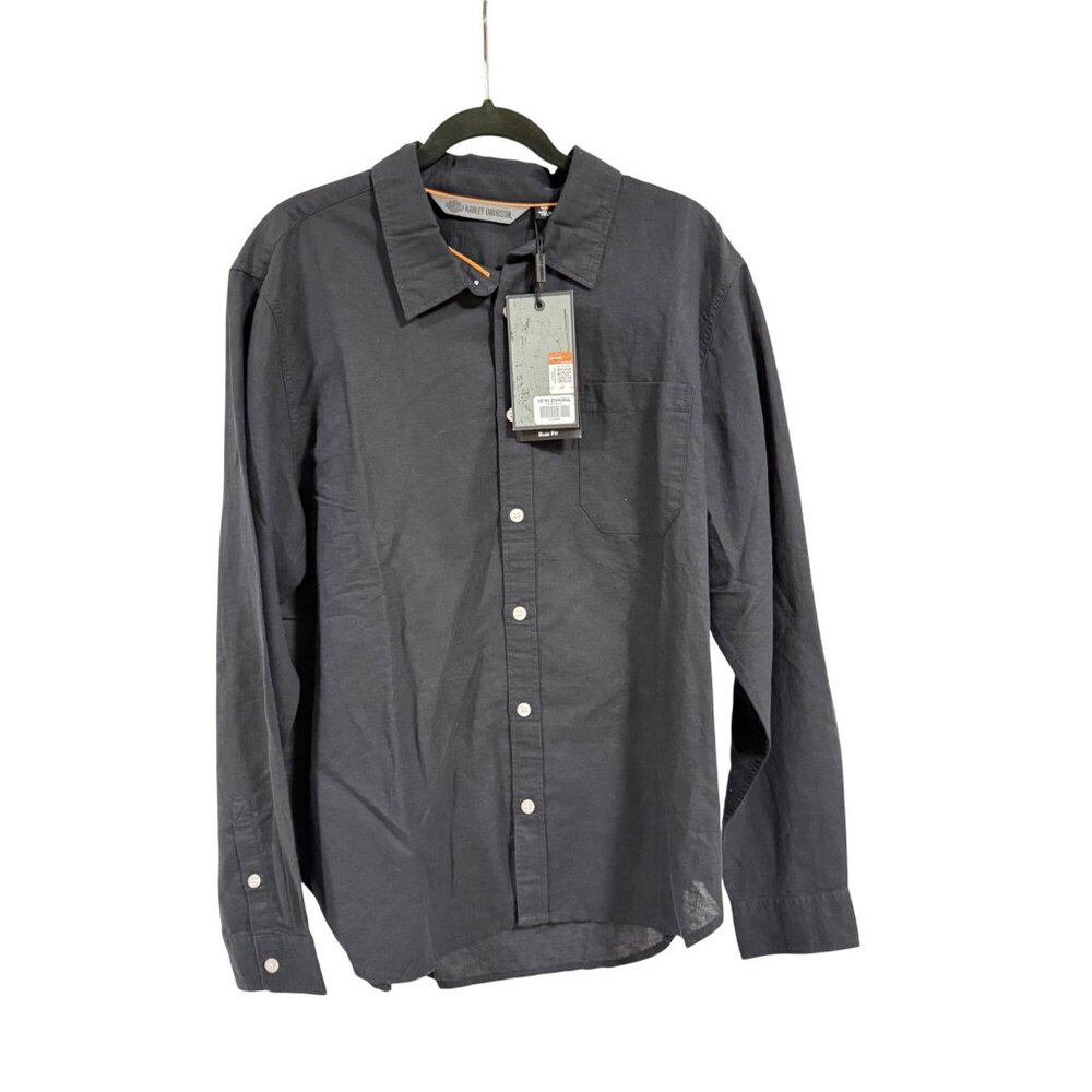 Harley-Davidson Garage‎ Slim Fit Men's Woven Black Button Up LS Shirt XL NWT